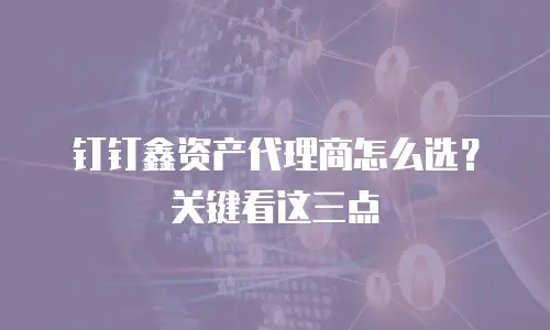 钉钉鑫资产代理商怎么选？关键看这三点