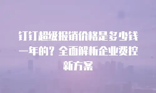 钉钉超级报销价格是多少钱一年的？全面解析企业费控新方案