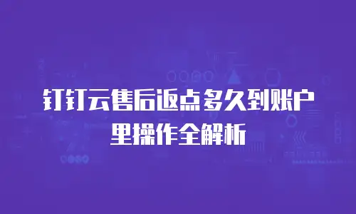 钉钉云售后返点多久到账户里操作全解析