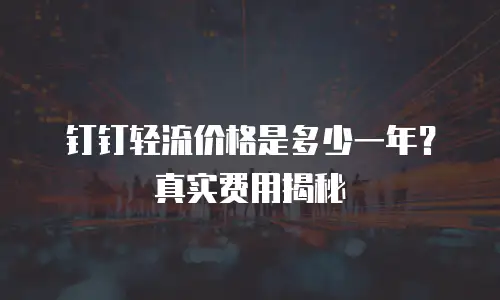 钉钉轻流价格是多少一年？真实费用揭秘