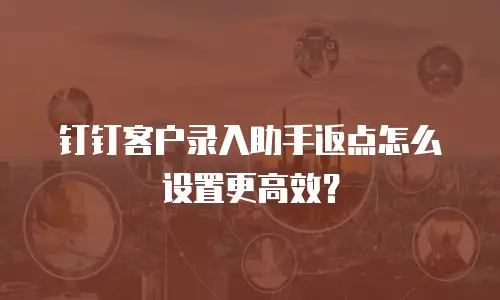 钉钉客户录入助手返点怎么设置更高效？