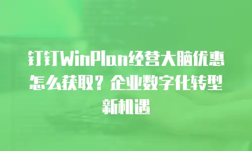 钉钉WinPlan经营大脑优惠怎么获取？企业数字化转型新机遇