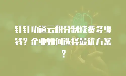 钉钉功道云积分制续费多少钱？企业如何选择最优方案？