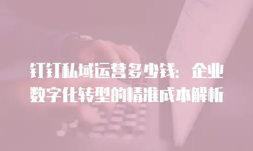 钉钉私域运营多少钱：企业数字化转型的精准成本解析