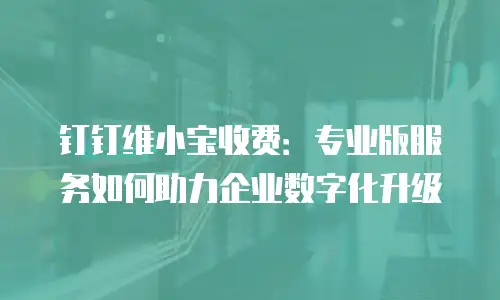钉钉维小宝收费：专业版服务如何助力企业数字化升级