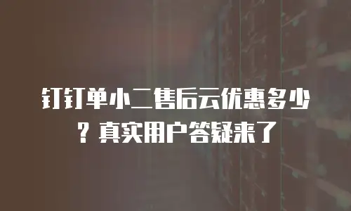 钉钉单小二售后云优惠多少？真实用户答疑来了