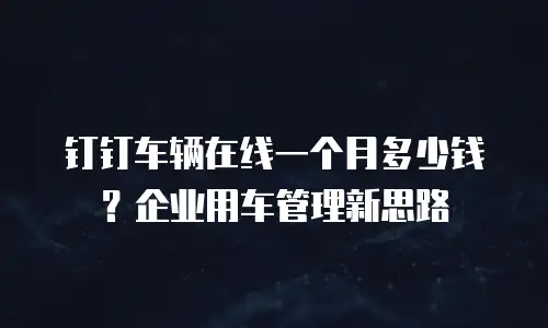 钉钉车辆在线一个月多少钱？企业用车管理新思路
