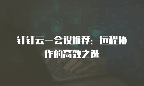 钉钉云一会议推荐：远程协作的高效之选