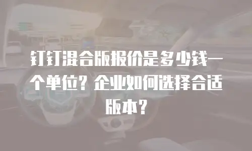 钉钉混合版报价是多少钱一个单位？企业如何选择合适版本？