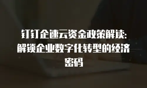 钉钉企速云资金政策解读：解锁企业数字化转型的经济密码