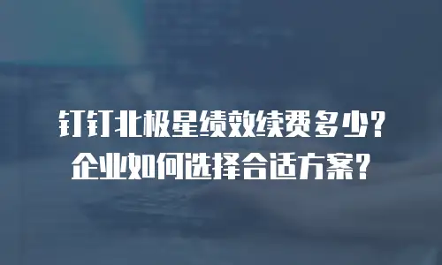 钉钉北极星绩效续费多少？企业如何选择合适方案？