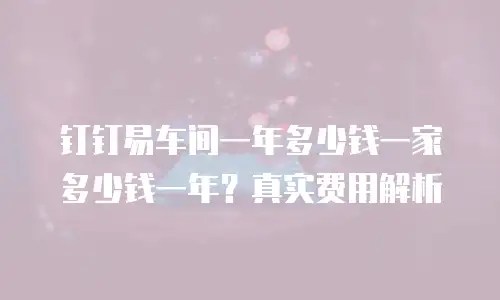 钉钉易车间一年多少钱一家多少钱一年？真实费用解析