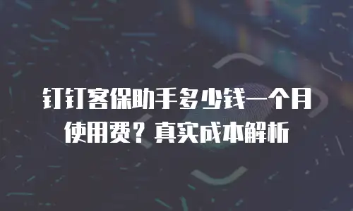 钉钉客保助手多少钱一个月使用费？真实成本解析