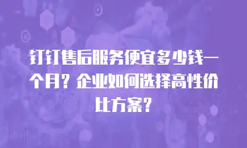 钉钉售后服务便宜多少钱一个月？企业如何选择高性价比方案？