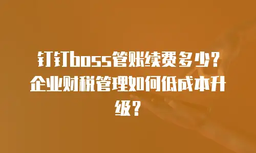 钉钉boss管账续费多少？企业财税管理如何低成本升级？