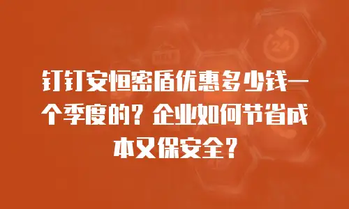 钉钉安恒密盾优惠多少钱一个季度的？企业如何节省成本又保安全？