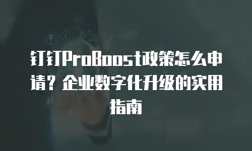 钉钉ProBoost政策怎么申请？企业数字化升级的实用指南