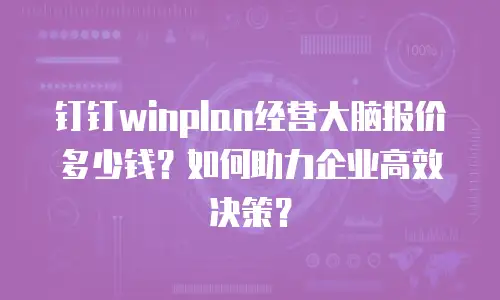 钉钉winplan经营大脑报价多少钱？如何助力企业高效决策？