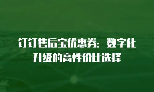 钉钉售后宝优惠券：数字化升级的高性价比选择