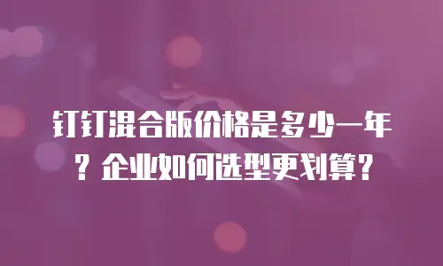 钉钉混合版价格是多少一年？企业如何选型更划算？