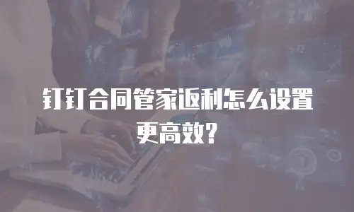 钉钉合同管家返利怎么设置更高效？
