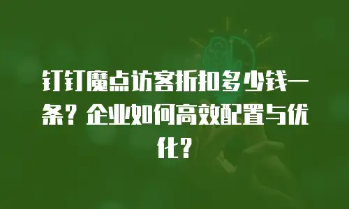 钉钉魔点访客折扣多少钱一条？企业如何高效配置与优化？