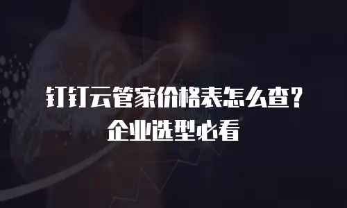 钉钉云管家价格表怎么查？企业选型必看