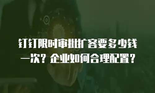 钉钉限时审批扩容要多少钱一次？企业如何合理配置？