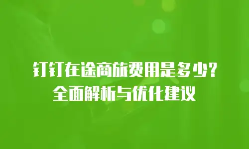 钉钉在途商旅费用是多少？全面解析与优化建议