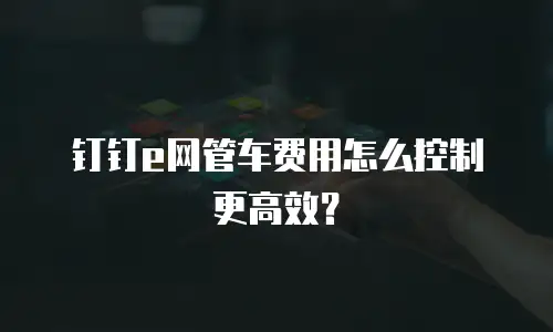 钉钉e网管车费用怎么控制更高效？