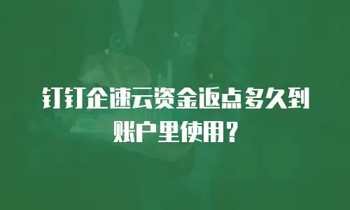 钉钉企速云资金返点多久到账户里使用？