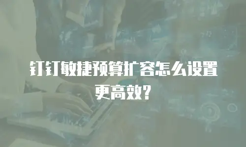 钉钉敏捷预算扩容怎么设置更高效？