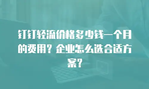 钉钉轻流价格多少钱一个月的费用？企业怎么选合适方案？