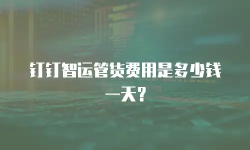 钉钉智运管货费用是多少钱一天？
