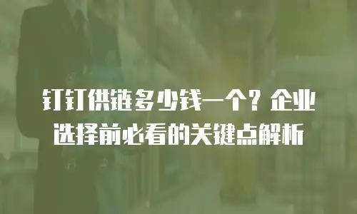 钉钉供链多少钱一个？企业选择前必看的关键点解析