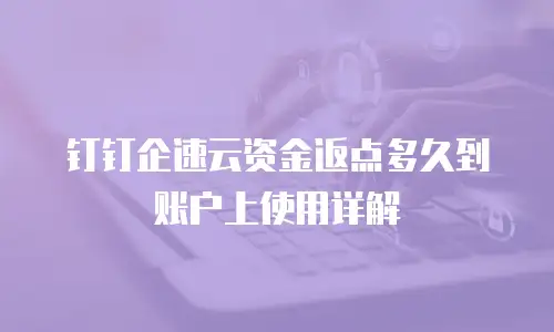 钉钉企速云资金返点多久到账户上使用详解