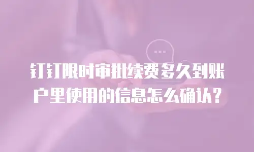 钉钉限时审批续费多久到账户里使用的信息怎么确认？
