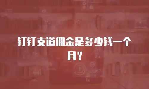 钉钉支道佣金是多少钱一个月？
