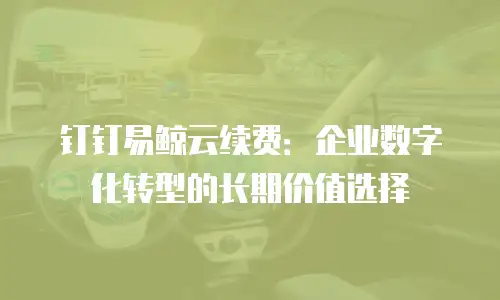 钉钉易鲸云续费：企业数字化转型的长期价值选择
