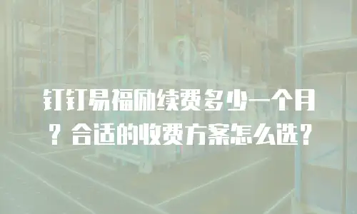 钉钉易福励续费多少一个月？合适的收费方案怎么选？