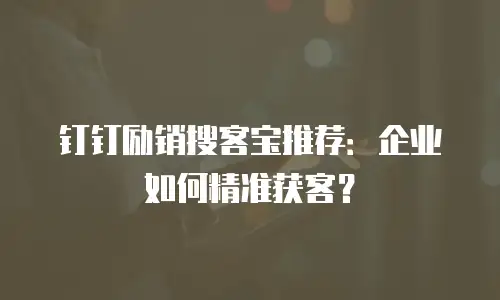 钉钉励销搜客宝推荐：企业如何精准获客？