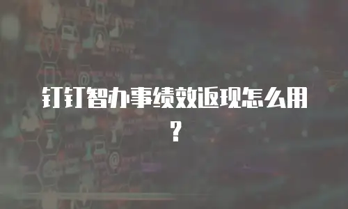 钉钉智办事绩效返现怎么用？