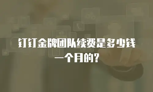 钉钉金牌团队续费是多少钱一个月的？
