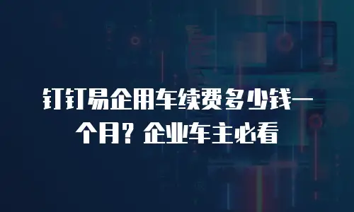 钉钉易企用车续费多少钱一个月？企业车主必看