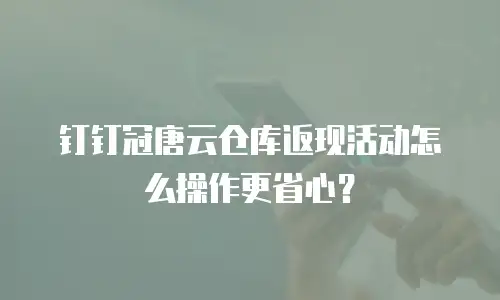 钉钉冠唐云仓库返现活动怎么操作更省心？