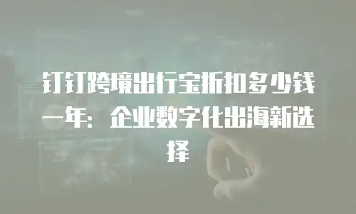 钉钉跨境出行宝折扣多少钱一年：企业数字化出海新选择