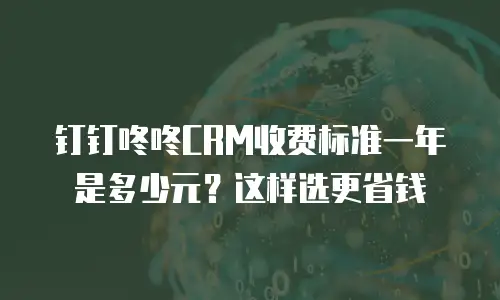 钉钉咚咚CRM收费标准一年是多少元？这样选更省钱