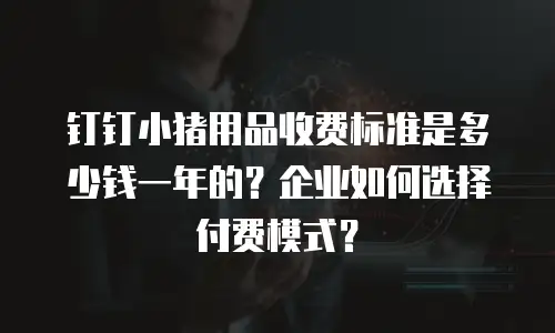 钉钉小猪用品收费标准是多少钱一年的？企业如何选择付费模式？