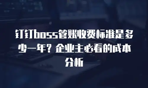 钉钉boss管账收费标准是多少一年？企业主必看的成本分析