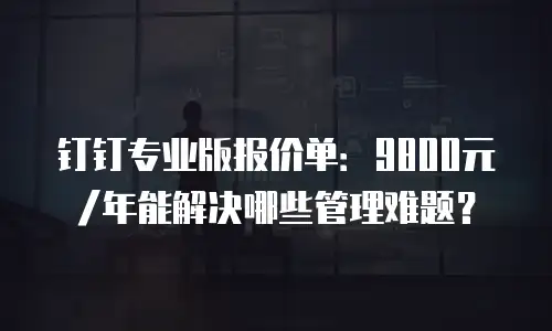 钉钉专业版报价单：9800元/年能解决哪些管理难题？